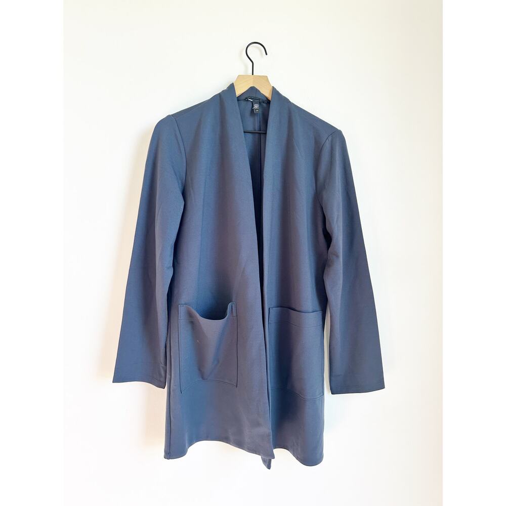 Eileen Fisher NWOT open Front Cardigan Jacket Medium Navy Blue